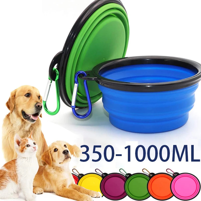Folding Silicone Dog Feeder Bowl 2 In 1 Travel Dispenser