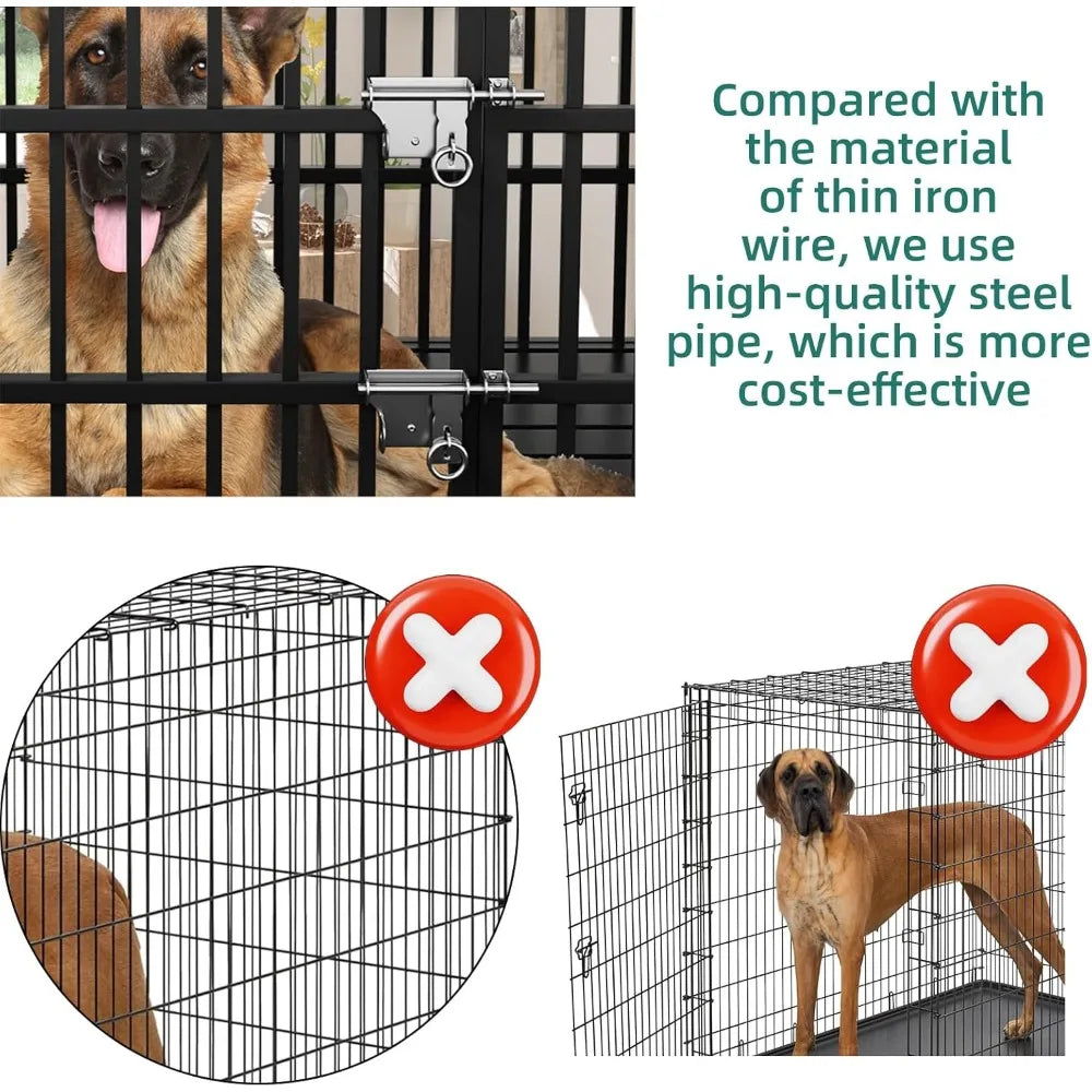 MKDKHign-concerned Heavy Duty Dog Crate Metal Kennel Roof