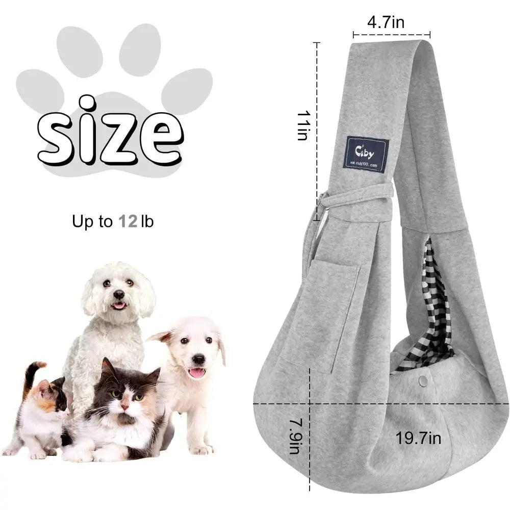 Dog and Cat Sling Carrier - Hands Free Reversible Pet Papoose Bag - Soft Pouch and Tote Design - Suitable for Puppy, Small Dogs