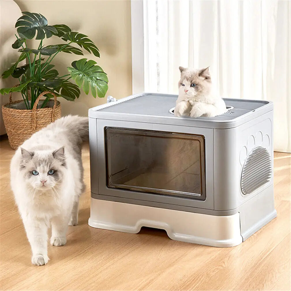 Feature Foldable Cat Litter Box Front Entry And Top Exit