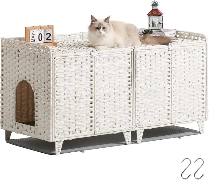 XMSJH Cat Litter Box Enclosure For 2 Cats With LitterMat