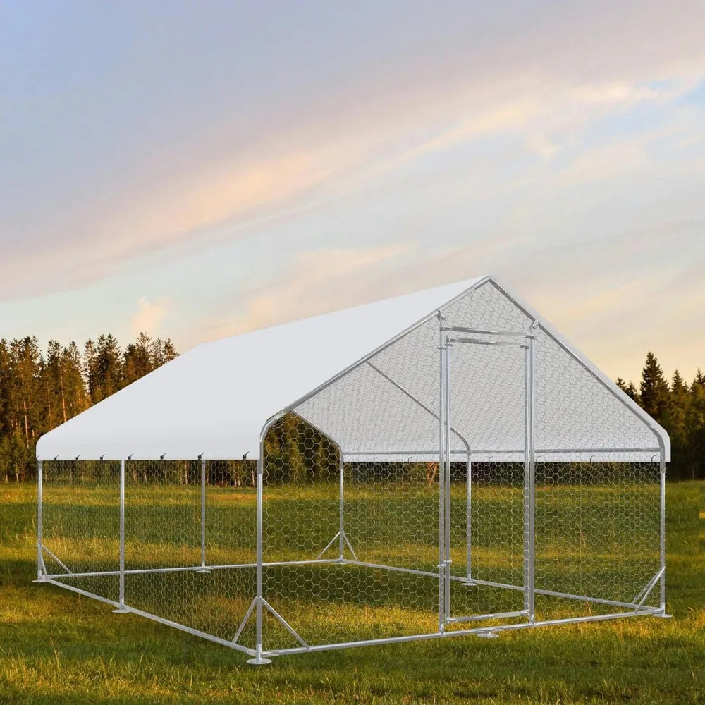 MKDK Outdoor Walkin Poultry Coop Run For Backyard Chickens