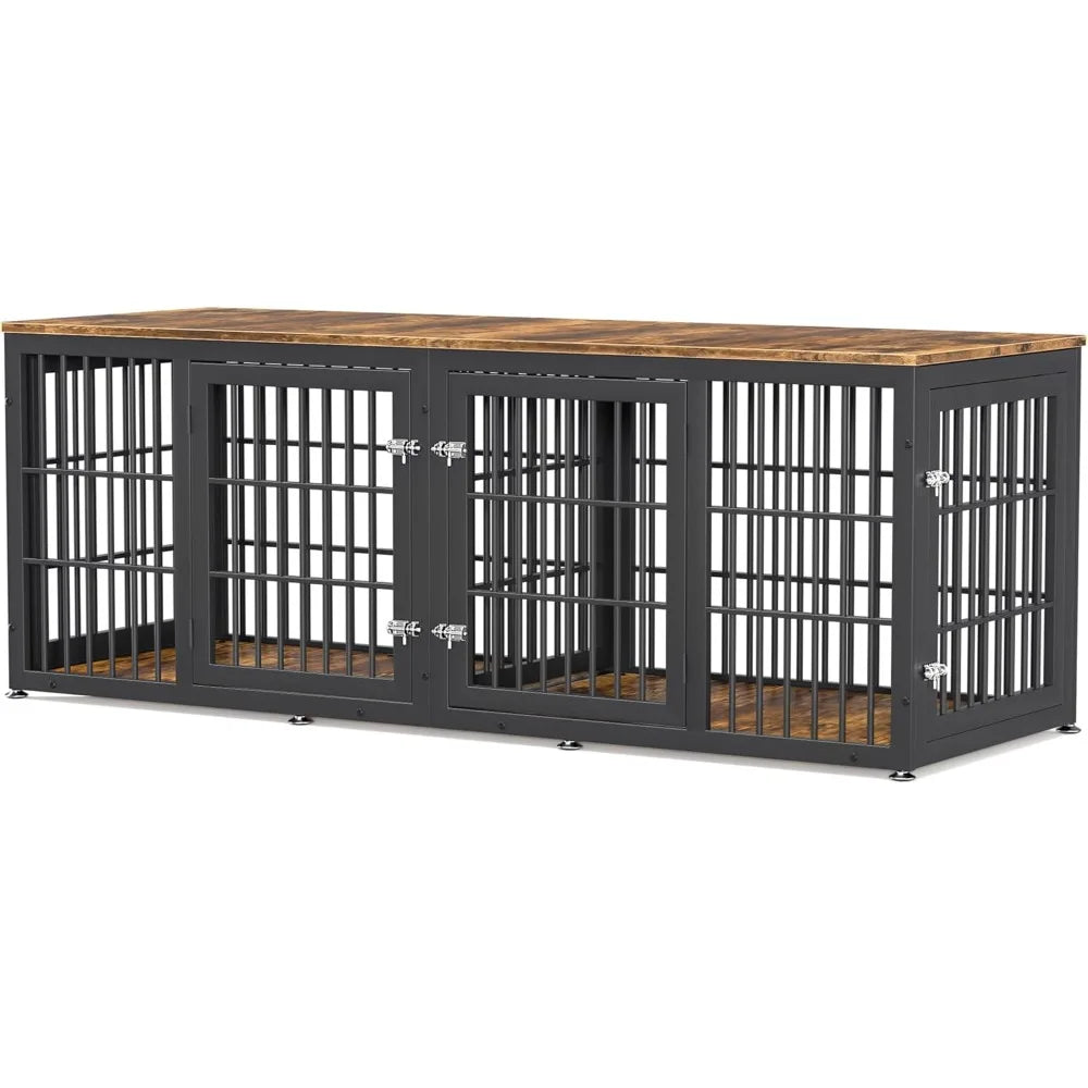 Heavy Duty Double Dog Crate Furniture With Divider For Two