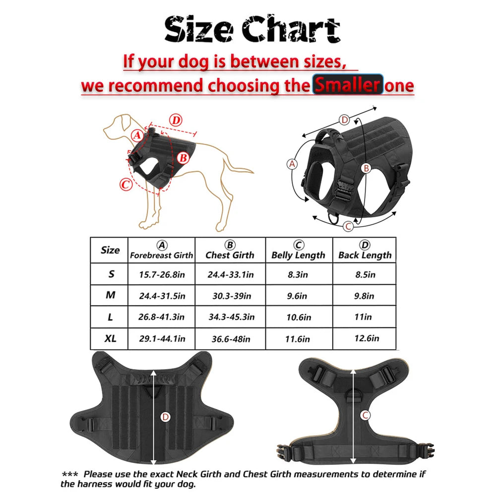 PETRAVELCN Military Dog Harness Vest Leash Set With Patches Malinois
