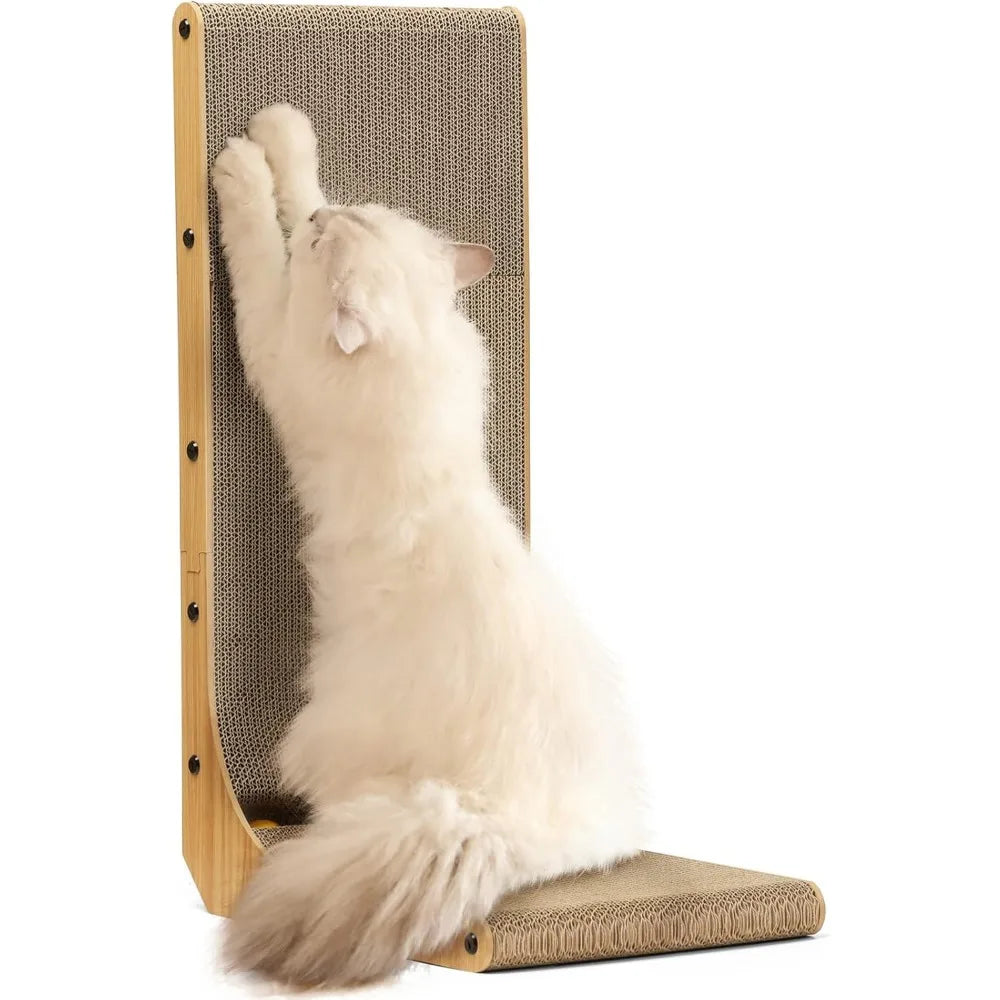 Fukumaru Cat Scratch Pad L Shape Wall Mounted Cardboard Toy