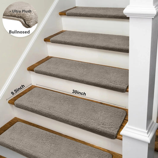NONECN Bullnose Non-Slip Stair Treads Ultra Plush Peel and Stick