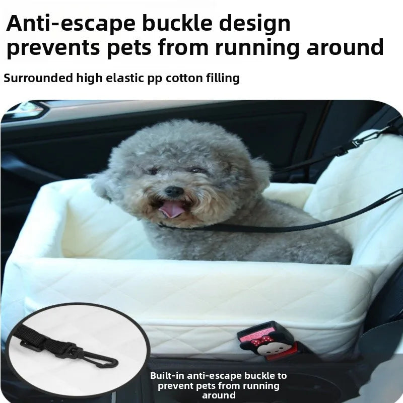 Pet Car Seat for Dogs Cat Travel Safety Bed Small Medium Pets Backseat Sofa with Clip-on Safety Belt Waterproof Basket Protector