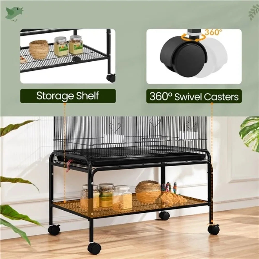 Guangdong Bird Cage With Rolling Stand For Budgies Parrots