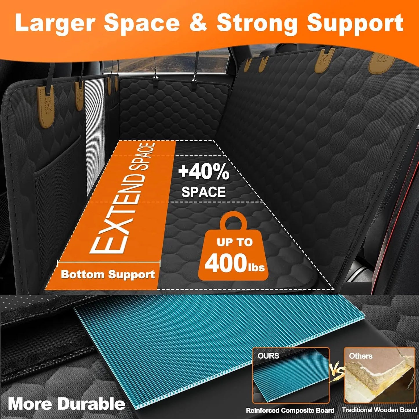 Wedyvko Back Seat Dog Hammock Car Cover With 400lb Support