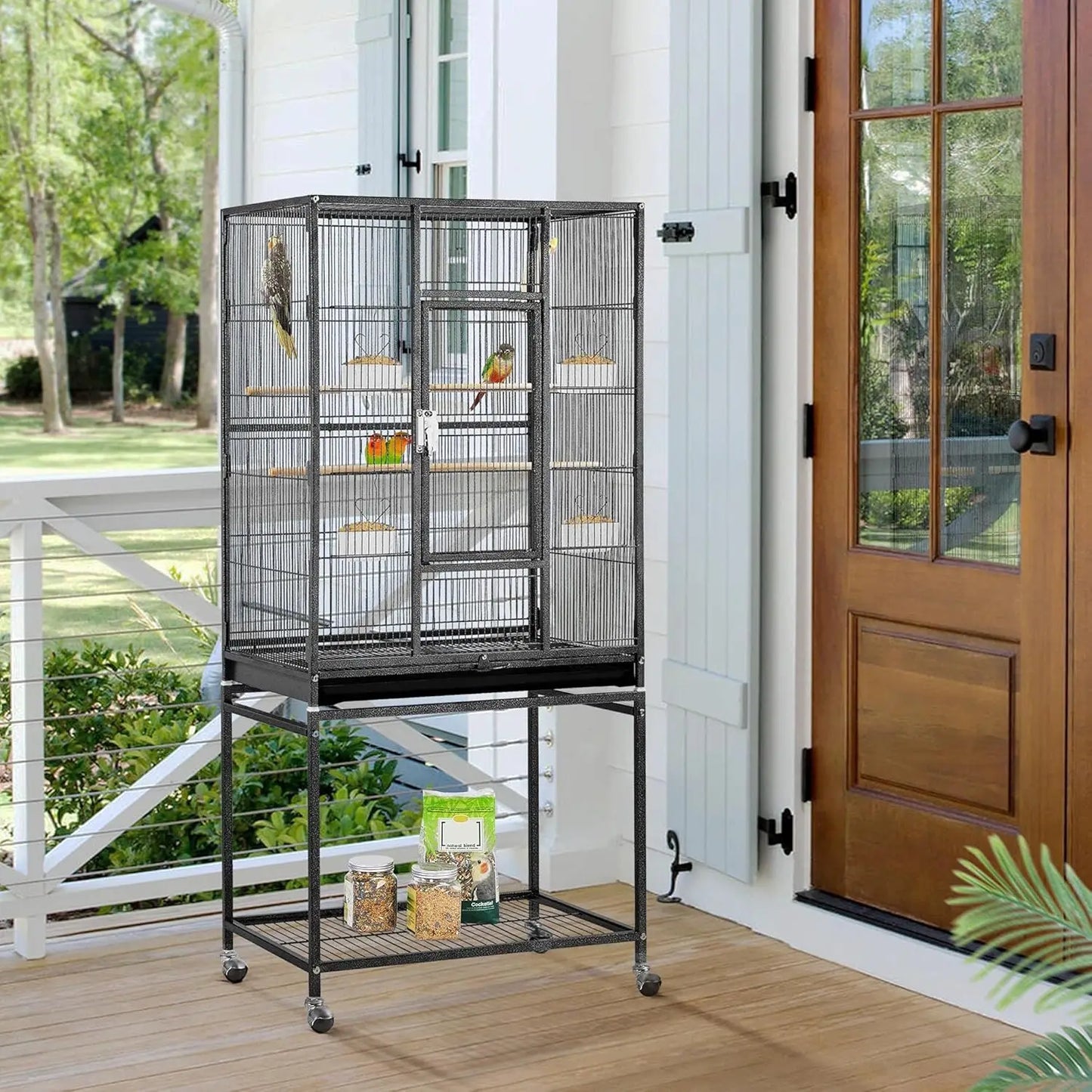 Wrought Iron Standing Parrot Cage For Small Birds Indoor Outdoor