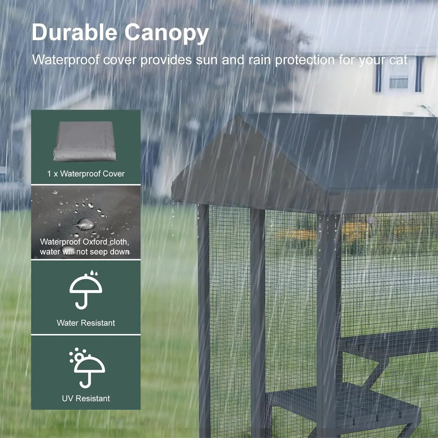 XMSJ Outdoor Cat Enclosure Large Walk In Cage With Roof