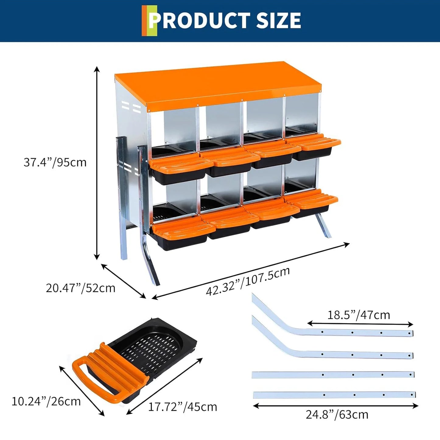 HiMISS 2 Tier Heavy Duty Metal Chicken Nesting Box Compartments