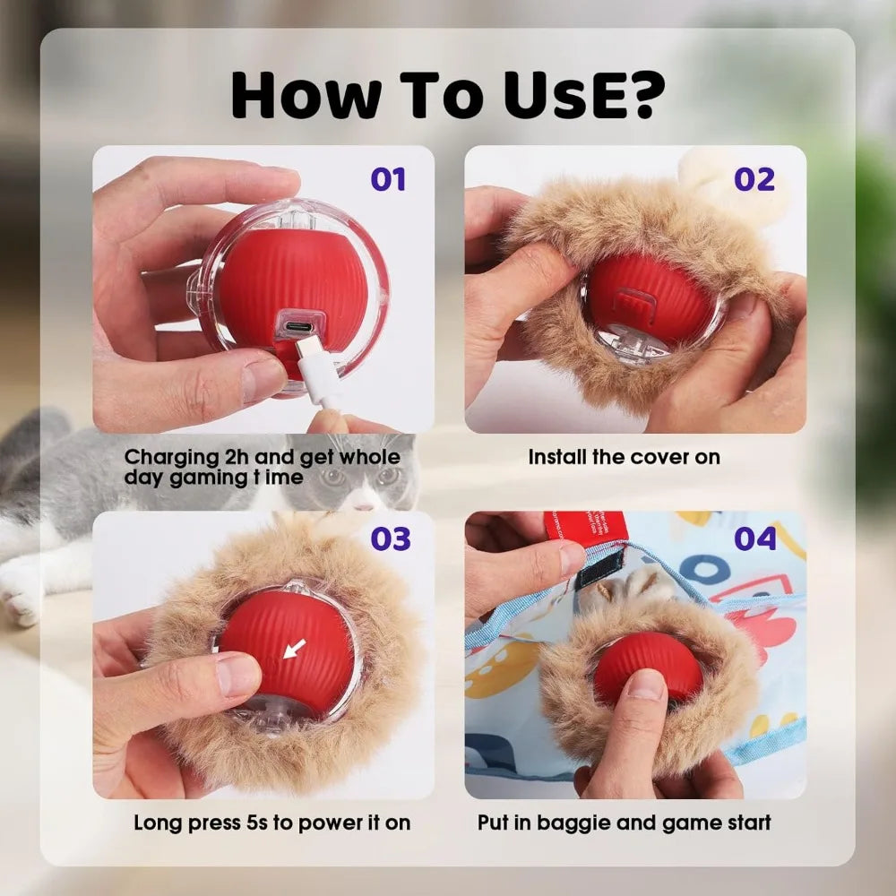 Hign Concerned Interactive Cat Toy Hide Seek Ball Rolling