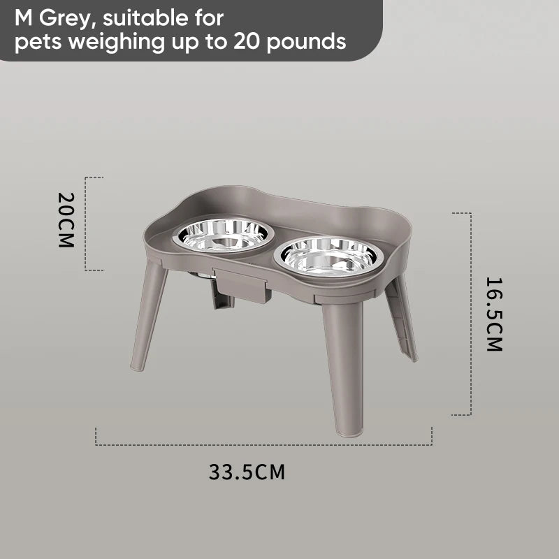 Superdesign Rimmed Table Pet Bowl Stainless Steel Elevated Neck Protection