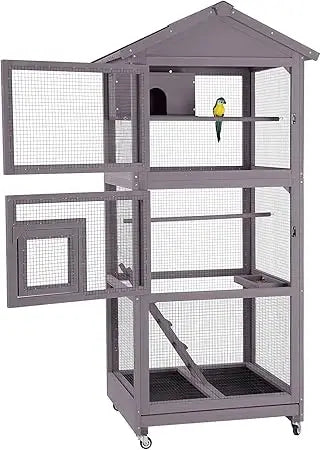 Gap Outdoor Wooden Parrot Aviary Cage With Four Casters