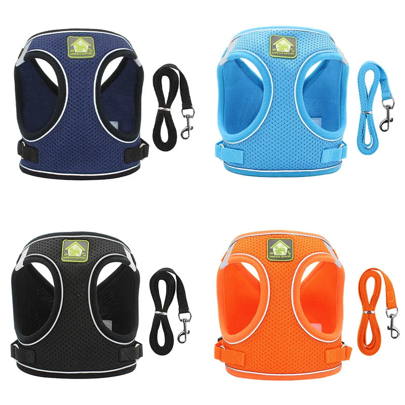 Cat Chest Harness With Leash Reflective Breathable Mesh Chest Strap