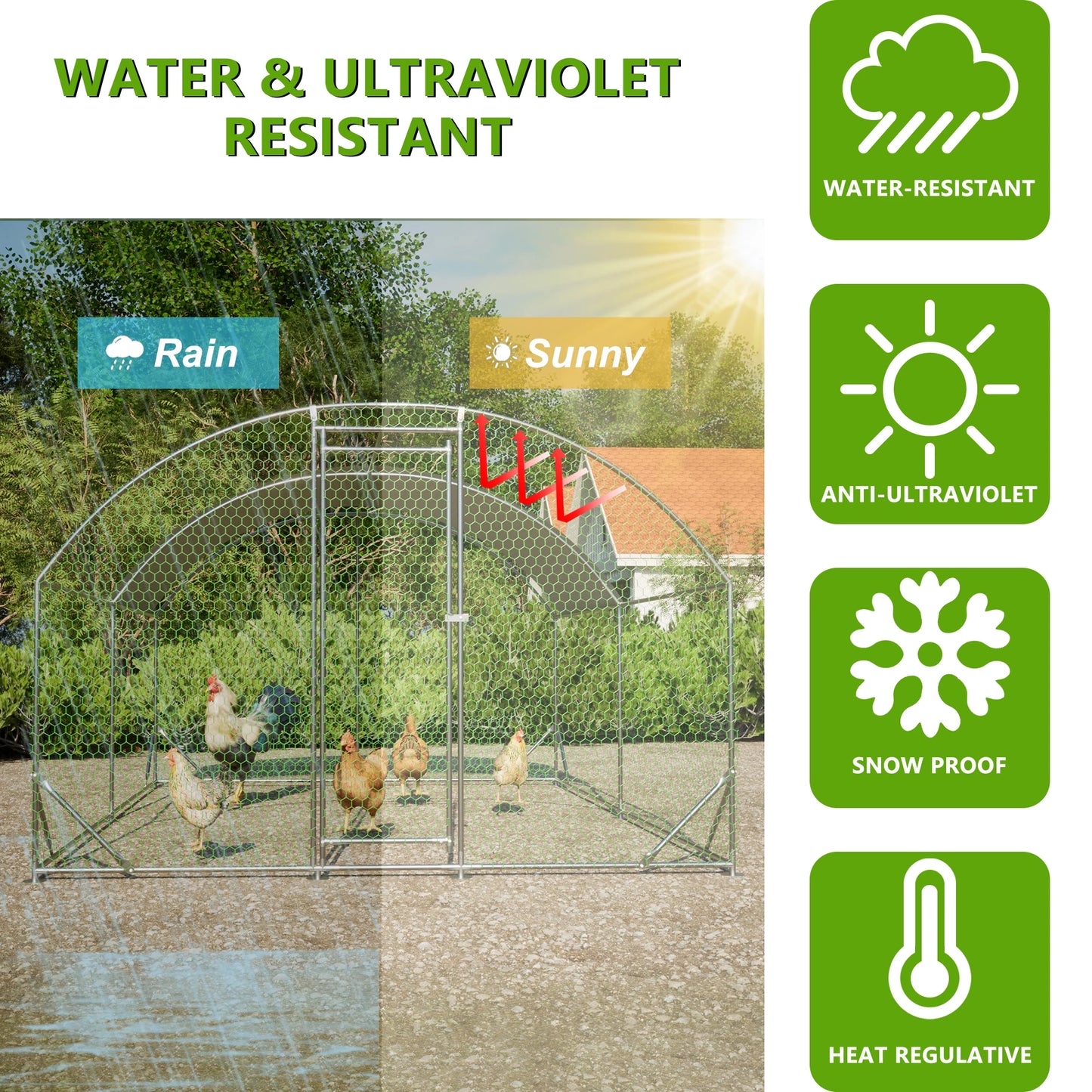 Metal Chicken Coop Walk In Chicken Run With Waterproof Cover