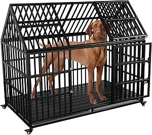MKDKHign-concerned Heavy Duty Dog Crate Metal Kennel Roof