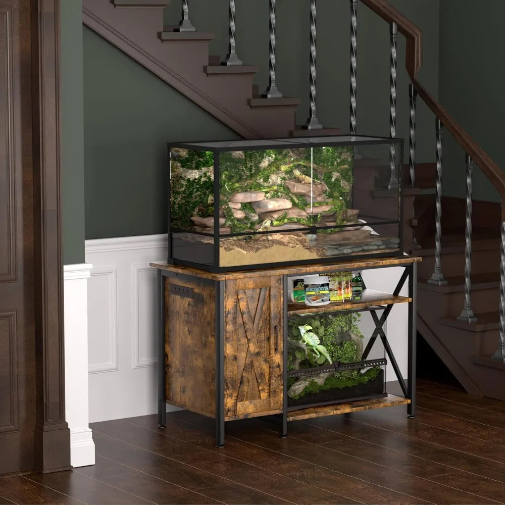 DAFIFY Reptile Tank Stand With Power Outlet And Storage