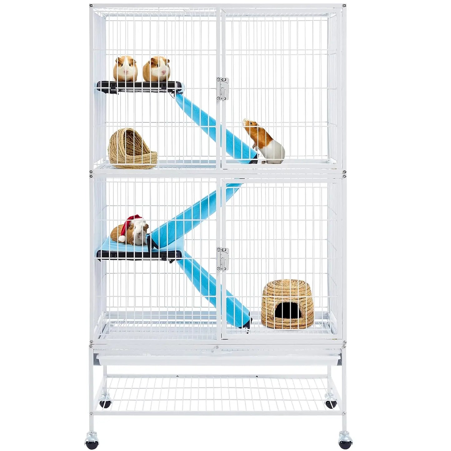 Rolling Ferret Cage 4 Tier Small Animal Cage For Chinchillas