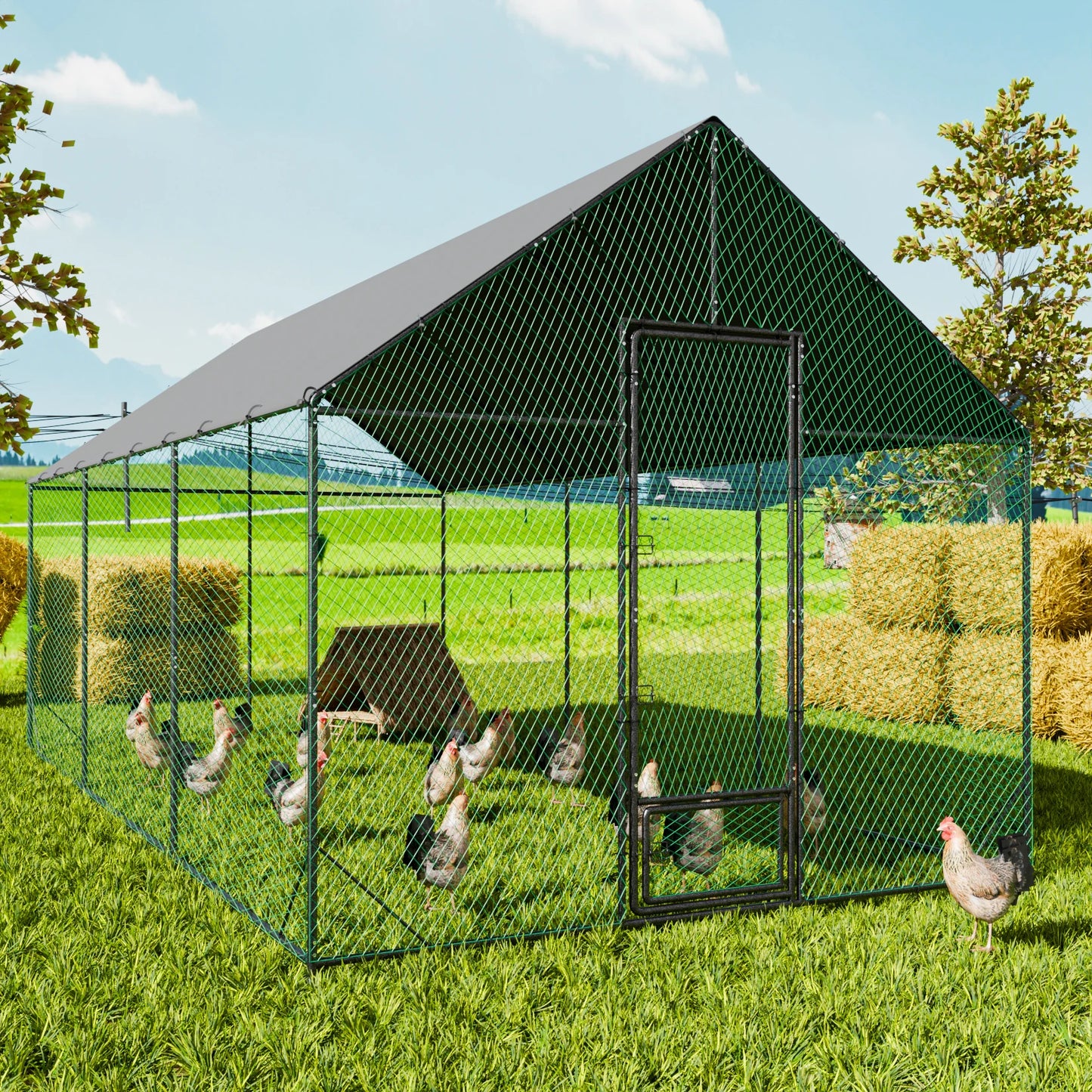 BINGOPAW Walk-In Chicken Coop With Netting And Cover