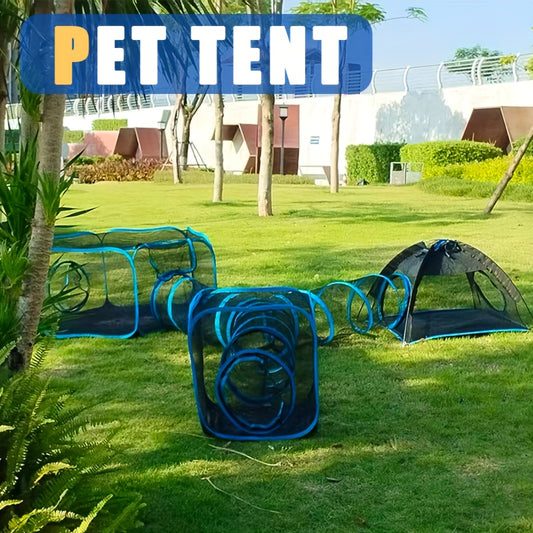 Playful Design Pet Play Tunnel Set 4pc Foldable Playpen For Cats